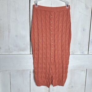 NAADAM Coral Cable Knit Button-Front Midi Skirt